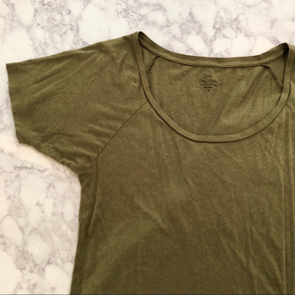 J. C R E W : Olive Green “Fine Spun” Stretch Tee - image 4